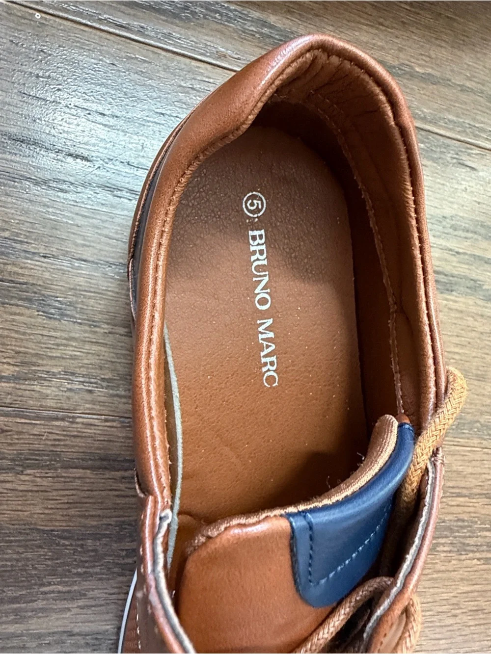 Boy’s Tan Leather Derby Shoes with Contrast Trim